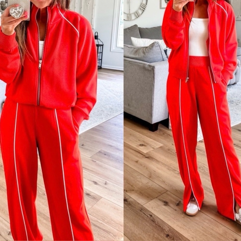 SPANX 2 PIECE SET AIRPIQUE STRAIGHT TRACK PANT AND JACKET